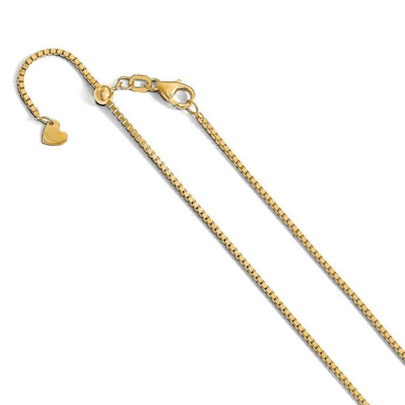 1.2mm 14k Yellow Gold Adjustable Box Chain Necklace, 30 Inch - Picture 1 of 5